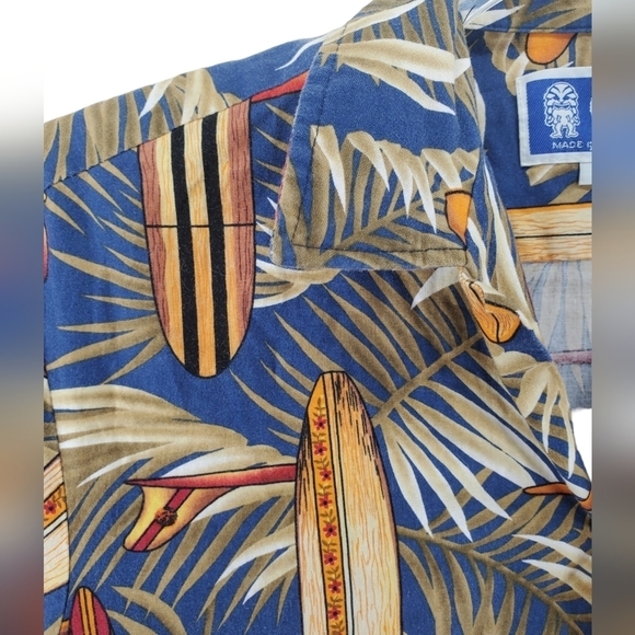 Vtg RJC Hawaiian Shirt Men M Colorful Surfboards AOP Cotton Lawn Resortwear USA - Picture 5 of 11